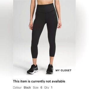 Lululemon Base Pace High Rise 23” crop size 6
